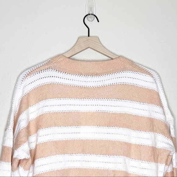 NWT FRNCH Nadiege Striped Boxy Pastel Pink Crewneck Sweater M/L - Picture 7 of 11